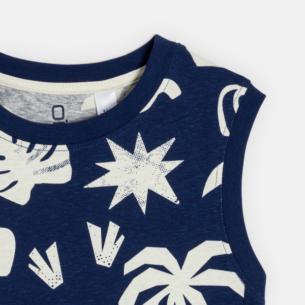 قميص داخلي مطبوع أزرق داكن للأولاد